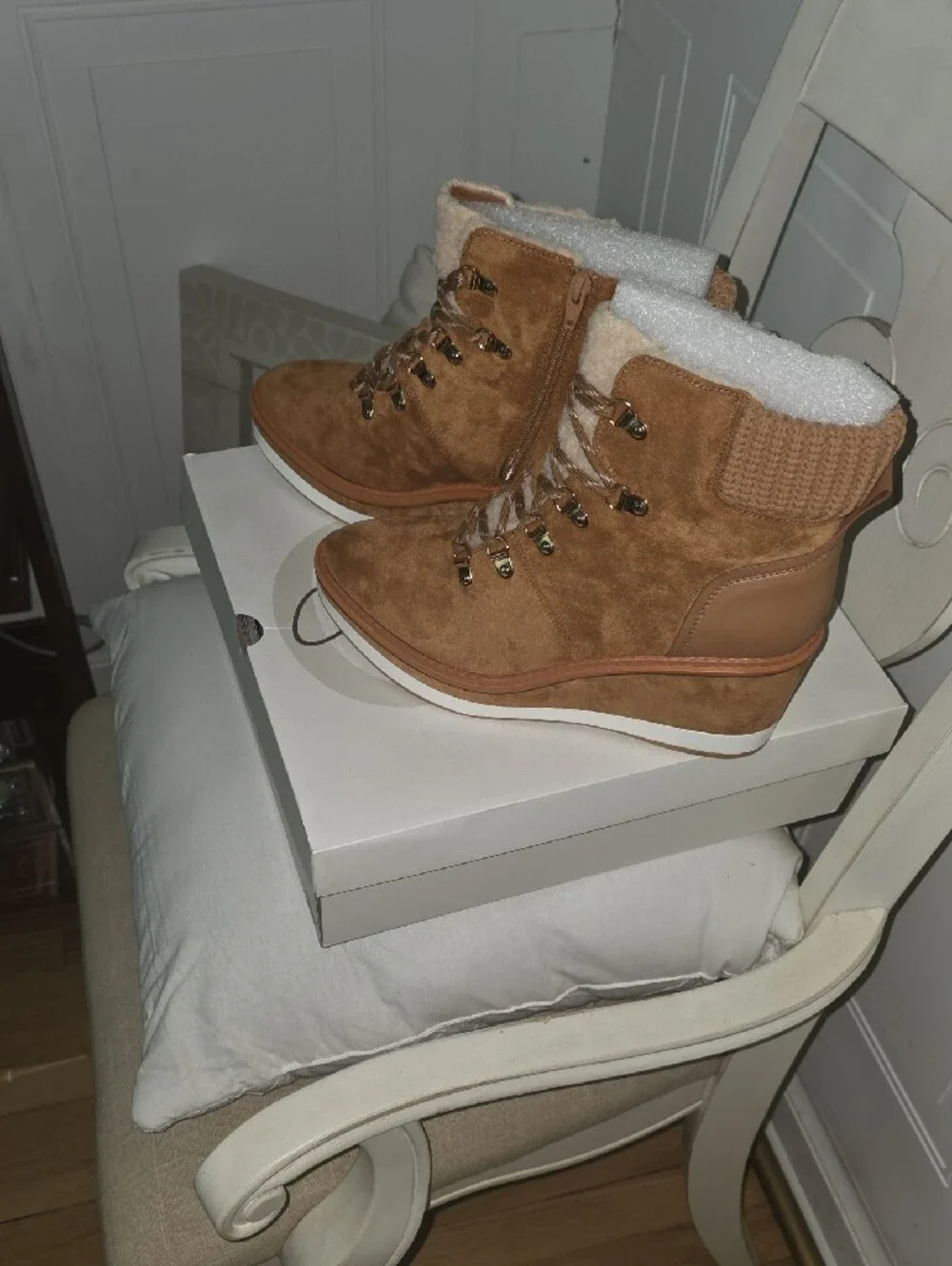 NWT Wedge Ankle Boot in Chestnut Brown